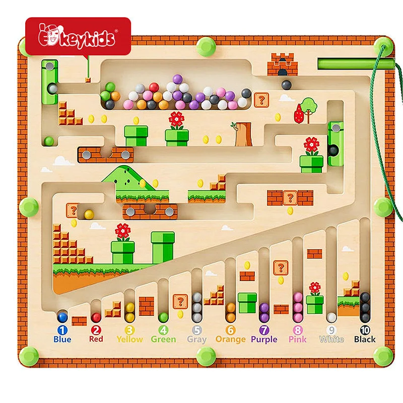 Educational Maze Number Puzzle Wooden Magnetic Dot Board Toys for Toddlers W11H122
